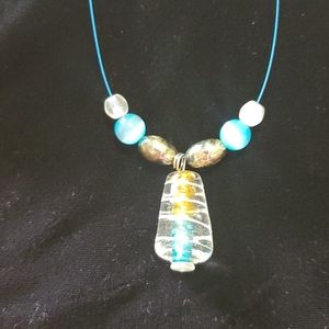 Blue glass bead neaklace